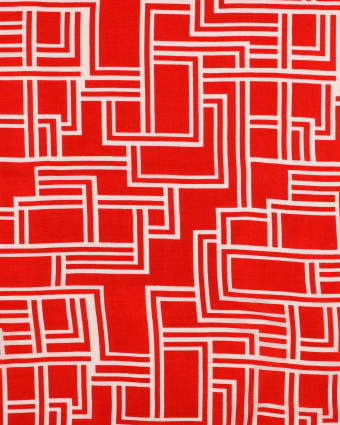 Tissu Popeline de Viscose Rouge Motif Géométrique - Mercerine