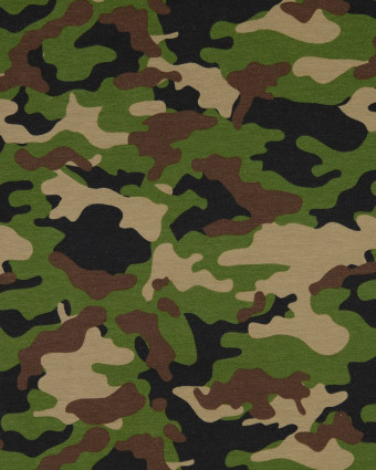Tissu Jersey Coton Camouflage Vert - Mercerine
