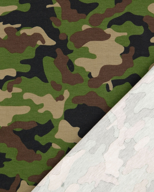 Tissu Jersey Coton Camouflage Vert - Mercerine