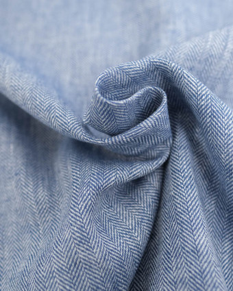 Lin Viscose Chevrons Bleu - Mercerine