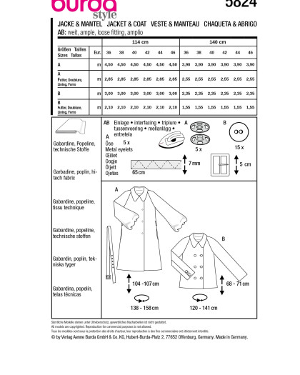 Patron De Couture Burda X05688 - Manteaux Et Vestes Femme Taille 34-44 - 3 Modèles Rétro Débutant - 12