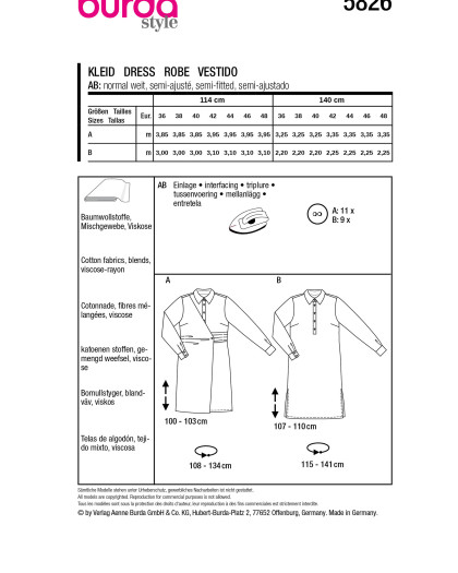 Patron Burda Créations Pour Robe Ou Tunique Fluide - Taille 46 à 54, Occasion Non Découpé