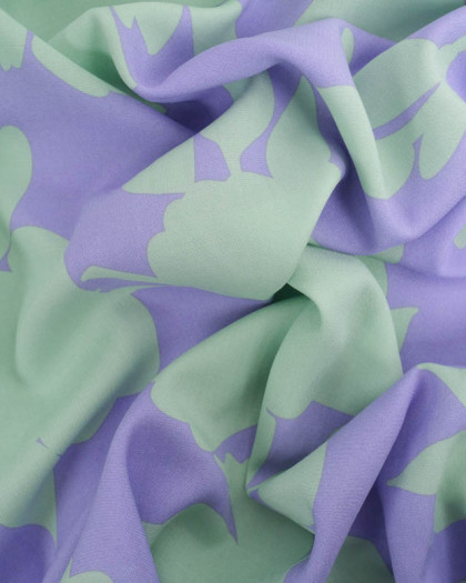 Viscose Lavande et Menthe Motif Floral - Mercerine