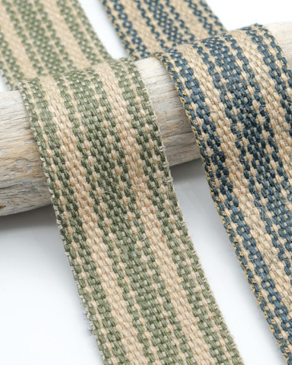Sangle Jute Bicolore à Rayures 40mm - Mercerine