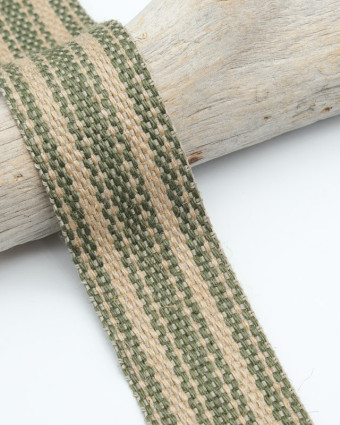 Sangle Jute Bicolore à Rayures 40mm  - Mercerine