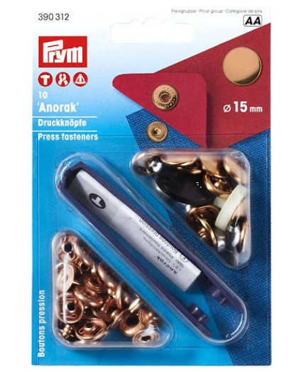 Boutons pression - Anorak - 15mm - Bronze -Outils de pose - Prym - Mercerine
