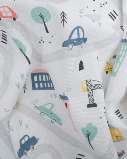 Tissu Coton Epais Motif Circuit Voiture - Mercerine