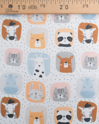 Tissu Toile Coton Epais Motif Petits Animaux  - Mercerine
