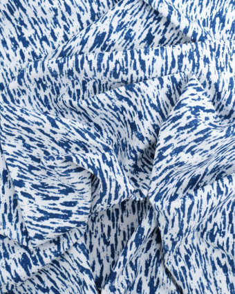 Tissu Lycra Blanc et Bleu-  Mercerine