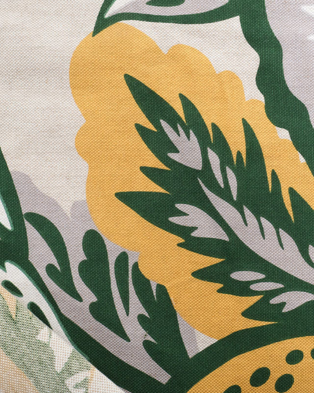 Tissu Effet Lin Hawaï Vert et Jaune - Oeko-Tex - Mercerine