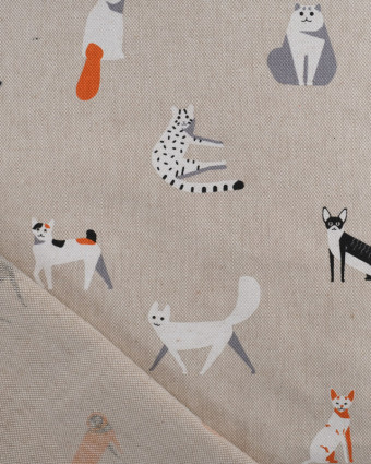 Tissu Effet Lin Petit Chat - Oeko-Tex -  Mercerine