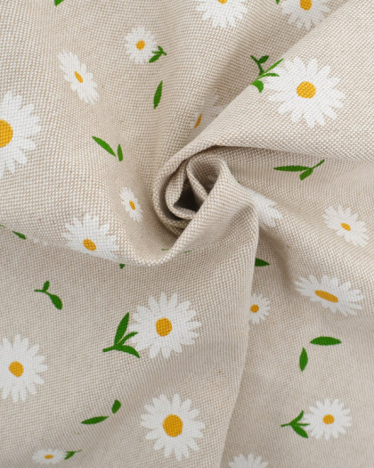 Tissu Effet Lin Marguerite - Oeko-Tex - Mercerine
