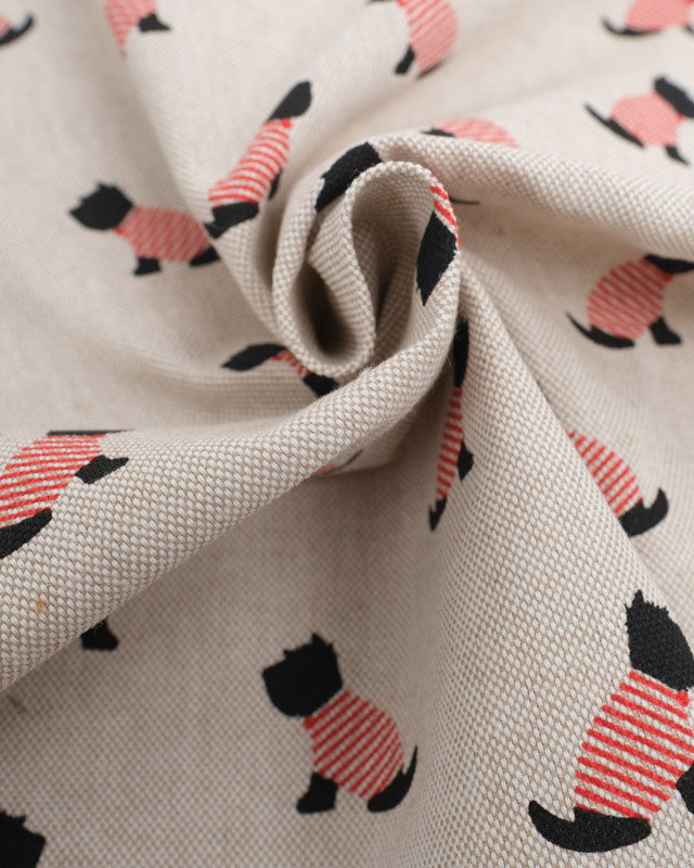Tissu Effet Lin Petit Chien - Oeko-Tex -  Mercerine