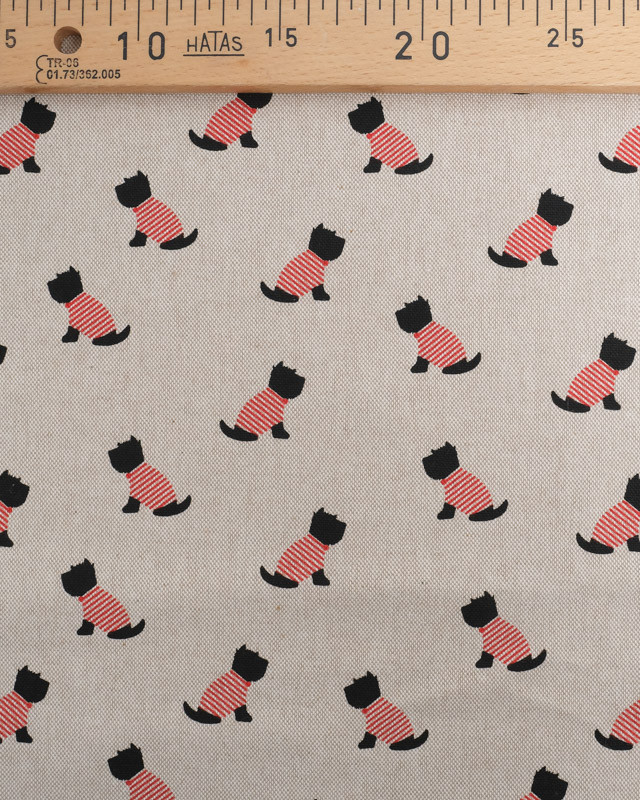Tissu Effet Lin Petit Chien - Oeko-Tex -  Mercerine