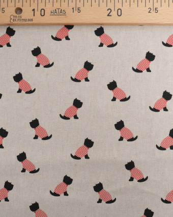 Tissu Effet Lin Petit Chien - Oeko-Tex -  Mercerine