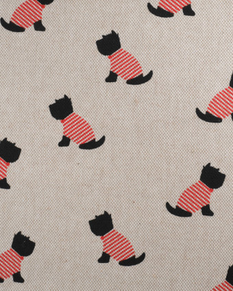 Tissu Effet Lin Petit Chien - Oeko-Tex -  Mercerine