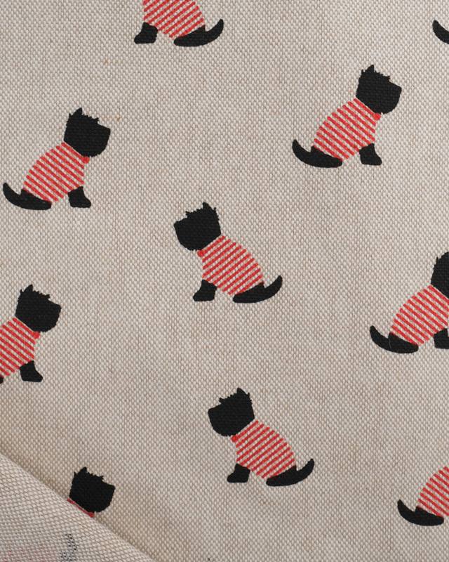 Tissu Effet Lin Petit Chien - Oeko-Tex -  Mercerine