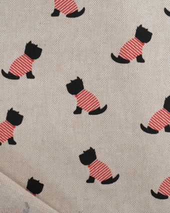 Tissu Effet Lin Petit Chien - Oeko-Tex -  Mercerine