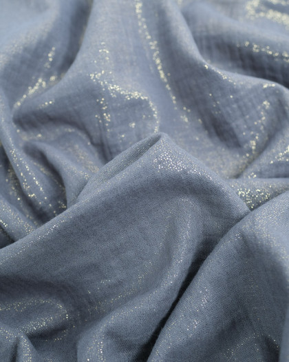 Double Gaze Scintillante Bleu Gris Oeko-Tex - Mercerine