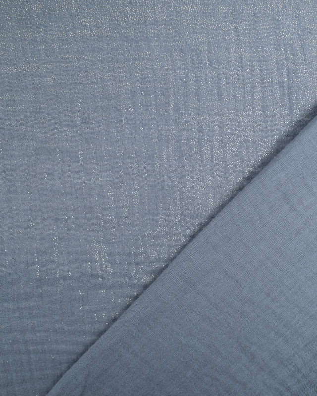 Double Gaze Scintillante Bleu Gris Oeko-Tex - Tissus - Mercerine