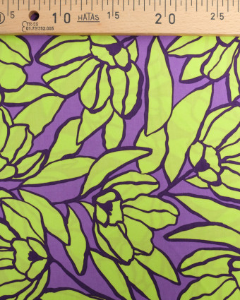 Viscose Inked Bouquet Violet et Vert  - Nerida Hansen - Mercerine
