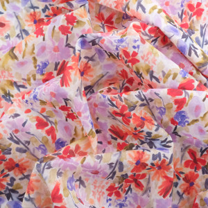 Tissu Coton Fleurs Colorées Aquarelle - Mercerine