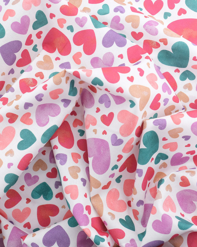 Tissu Coton Cœurs Multicolore  - Poppy Design - Mercerine