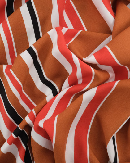 Tissu Viscose Rayures Marron - Mercerine