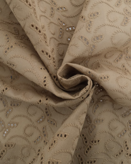 Broderie Anglaise Kaki Taupe - Mercerine