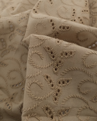 Broderie Anglaise Kaki Taupe - Mercerine