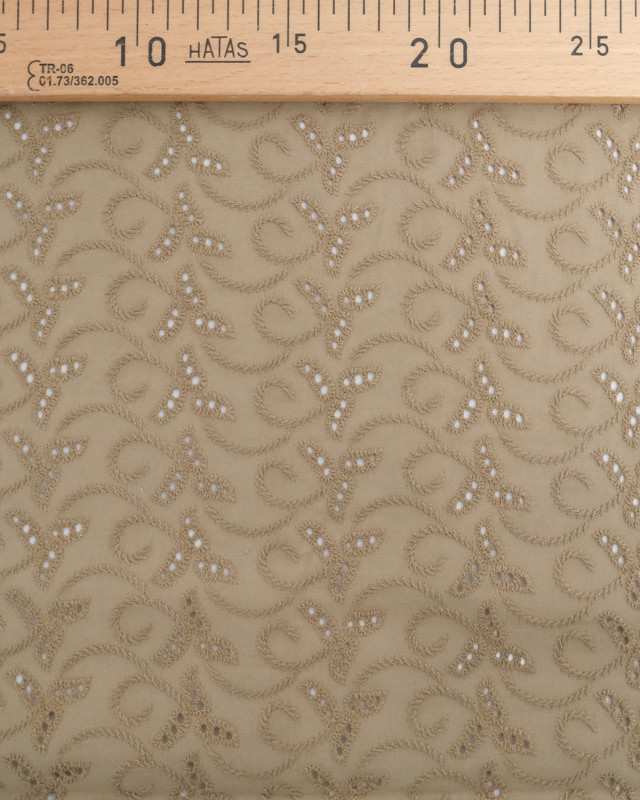 Broderie Anglaise Kaki Taupe - Mercerine