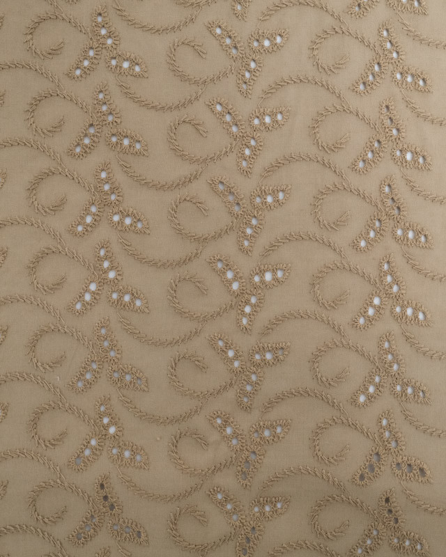 Broderie Anglaise Kaki Taupe - Mercerine