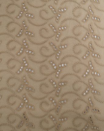 Broderie Anglaise Kaki Taupe - Mercerine