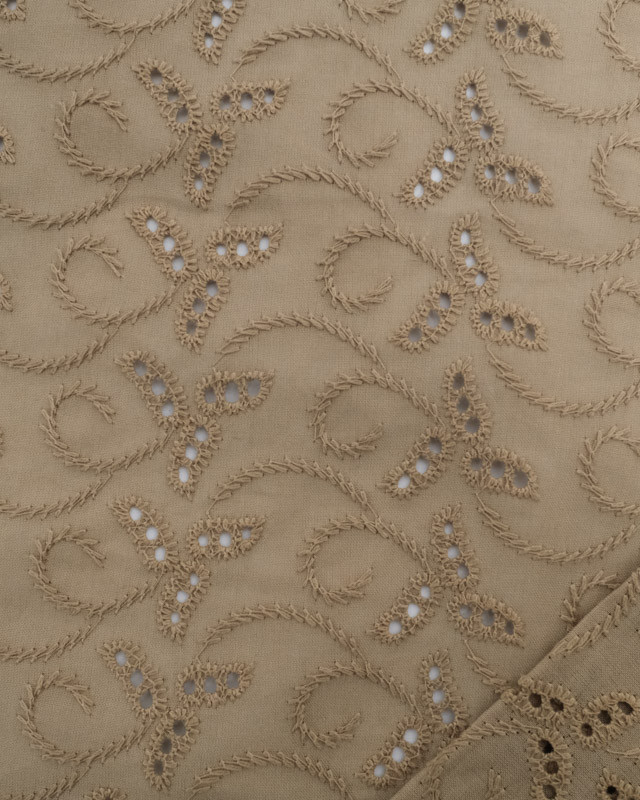Broderie Anglaise Kaki Taupe - Mercerine