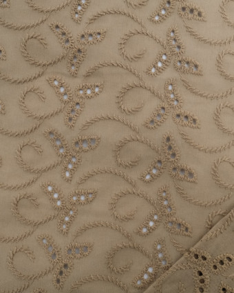 Broderie Anglaise Kaki Taupe - Mercerine