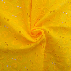 Broderie anglaise jaune Blooms - Mercerine