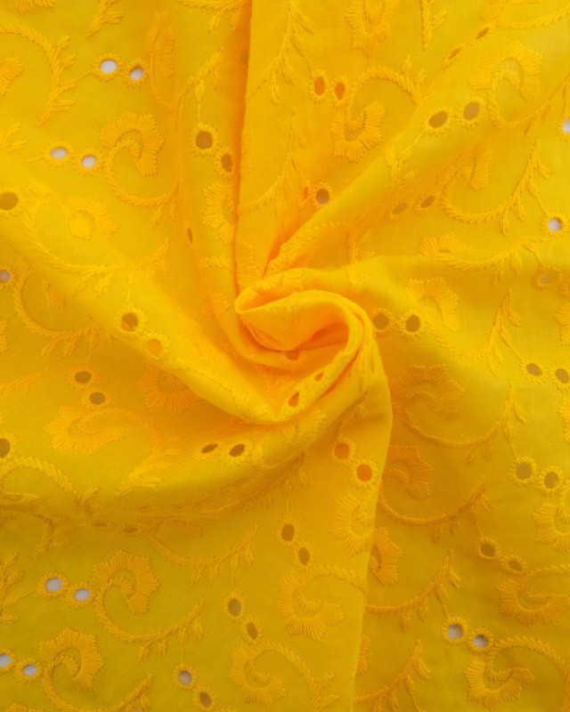 Broderie anglaise jaune Blooms - Mercerine