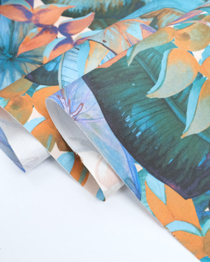Toile Transat Joli Feuillage Bleu Vert - Mercerine