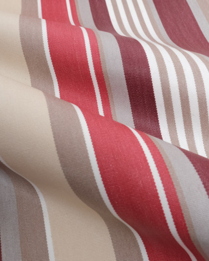 Tissu Extérieur Dralon Rayures Bordeaux - Mercerine