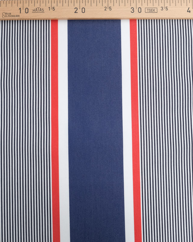 Tissu Extérieur Dralon Grande Largeur Rayures Bleues et Rouges  - Mercerine