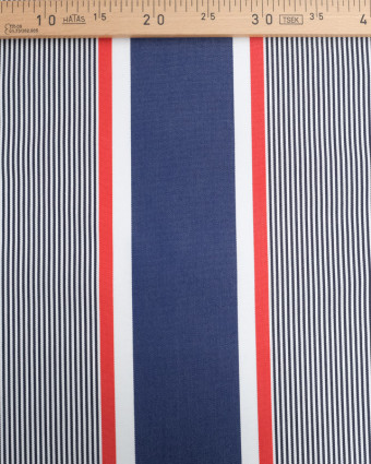 Tissu Extérieur Dralon Grande Largeur Rayures Bleues et Rouges  - Mercerine