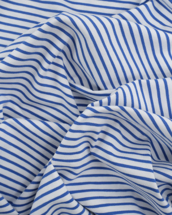 Tissu Jersey Rayures Bleu - Mercerine