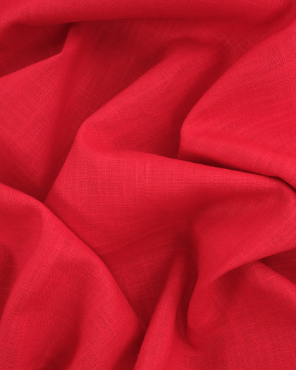 Tissu Lin Lavé Rouge - Mercerine