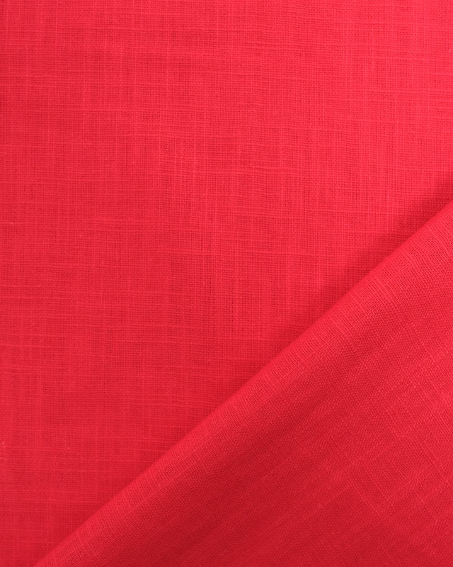 Tissu Lin Lavé Rouge  - Mercerine