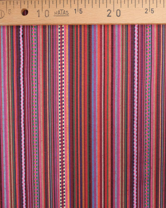 Tissu Mexicain Multicolore Bordeaux  - Mercerine