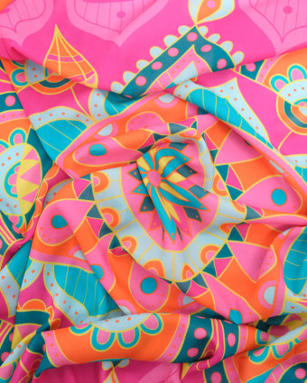Voile de Viscose Rose - Panneau de 145cm  - Mercerine