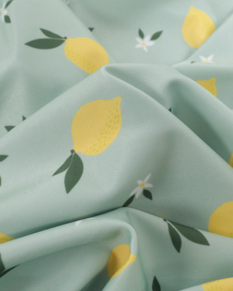 Tissu Maillot de Bain Vert d'Eau Imprimé Citron - Oeko-Tex -  Mercerine