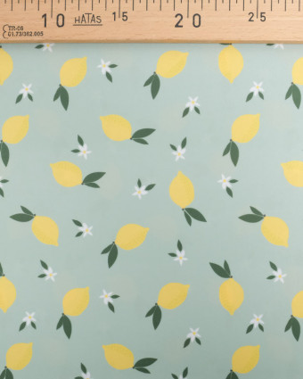 Tissu Maillot de Bain Vert d'Eau Imprimé Citron - Oeko-Tex -  Mercerine