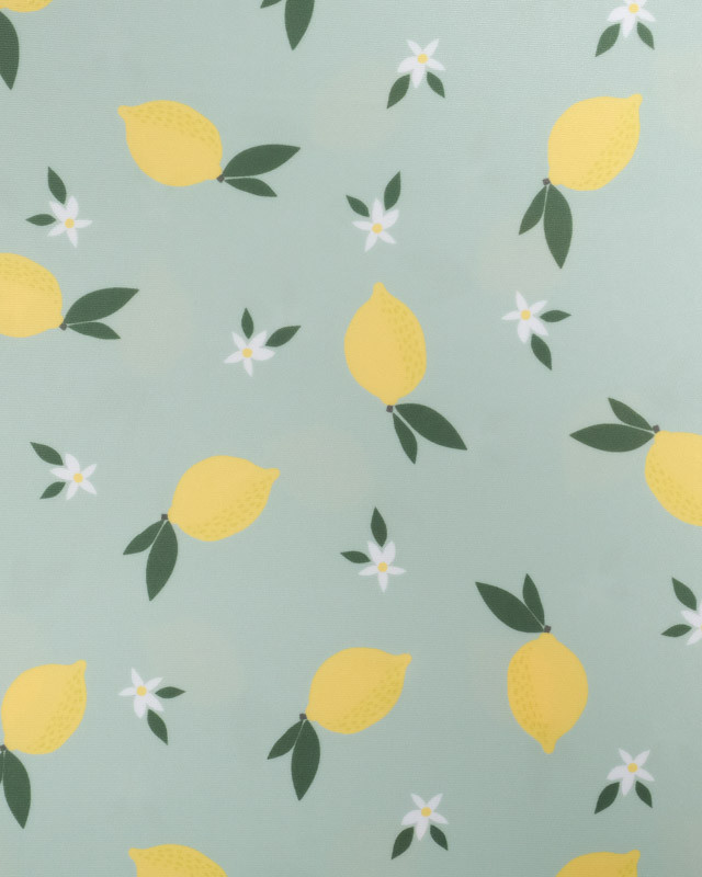 Tissu Maillot de Bain Vert d'Eau Imprimé Citron - Oeko-Tex -  Mercerine