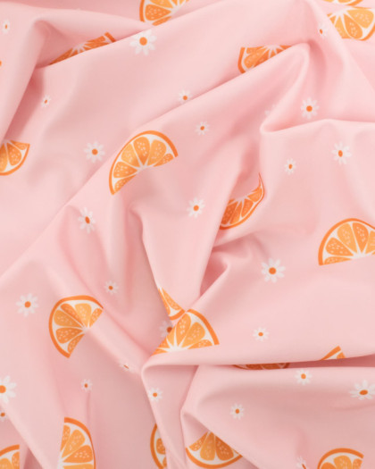 Tissu Maillot de Bain Rose Agrume et Marguerite - Oeko-Tex - Mercerine